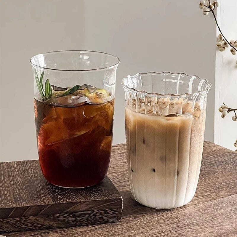 Transparent Stripe Glass Coffee Cup