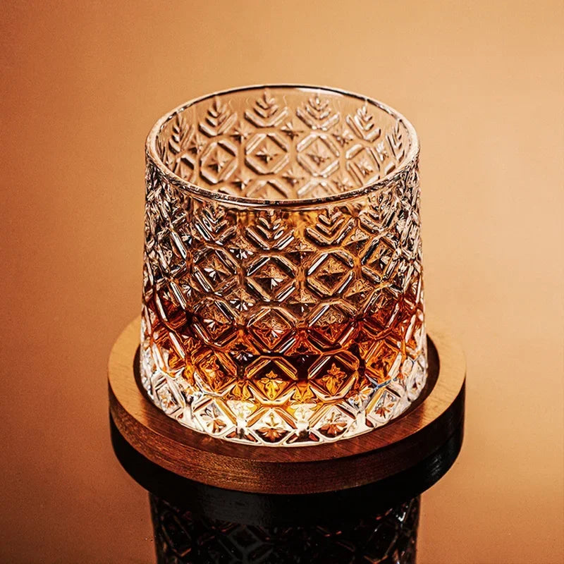 Rotating Crystal Whiskey Glass