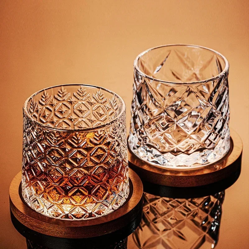 Rotating Crystal Whiskey Glass