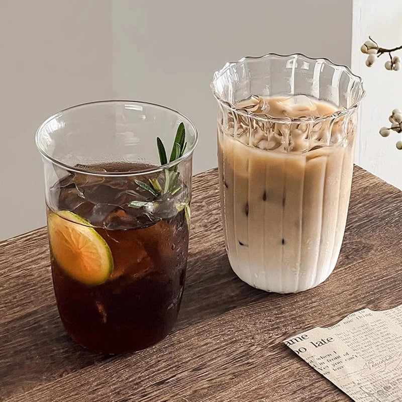 Transparent Stripe Glass Coffee Cup