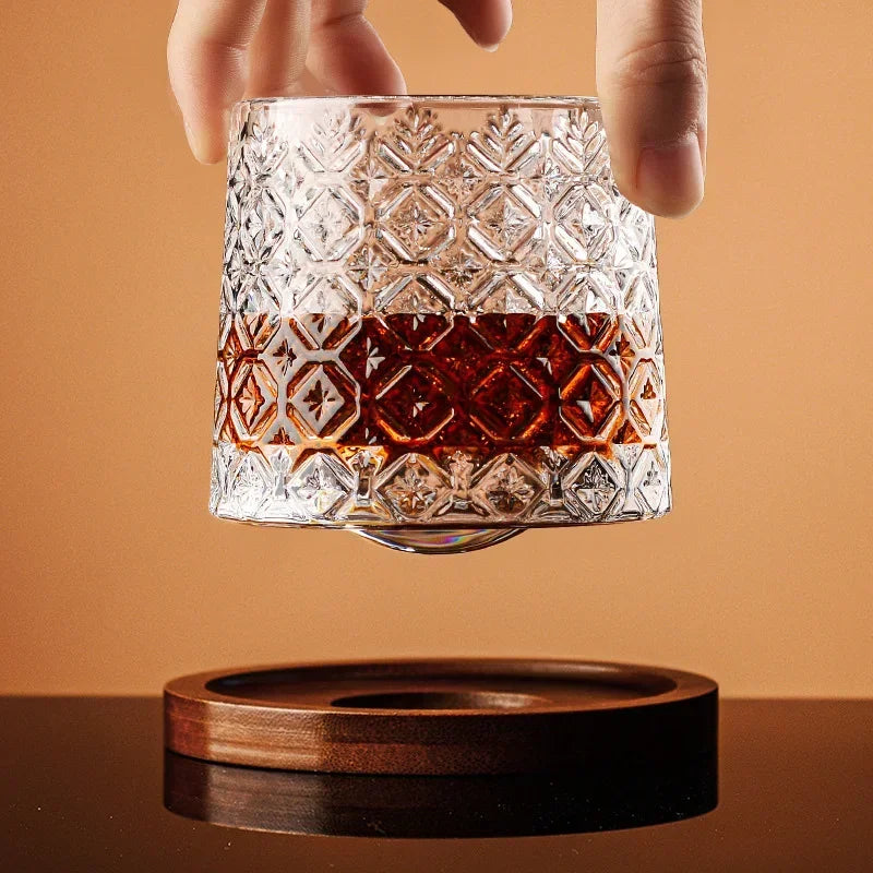 Rotating Crystal Whiskey Glass