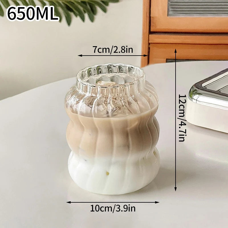 Transparent Stripe Glass Coffee Cup