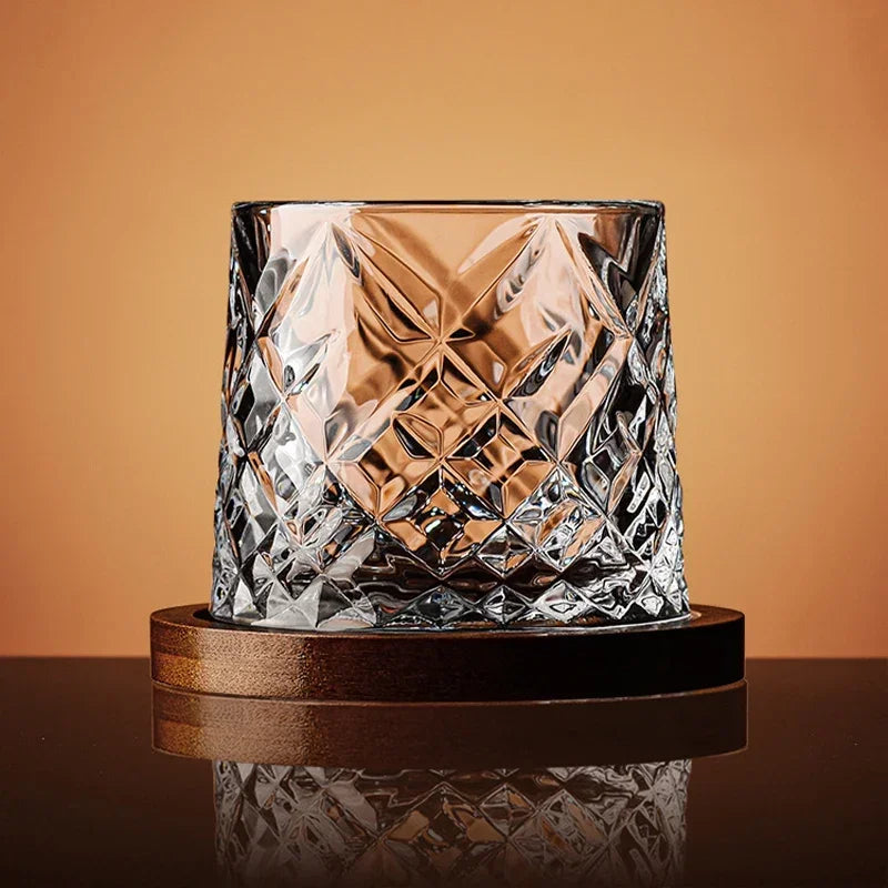 Rotating Crystal Whiskey Glass