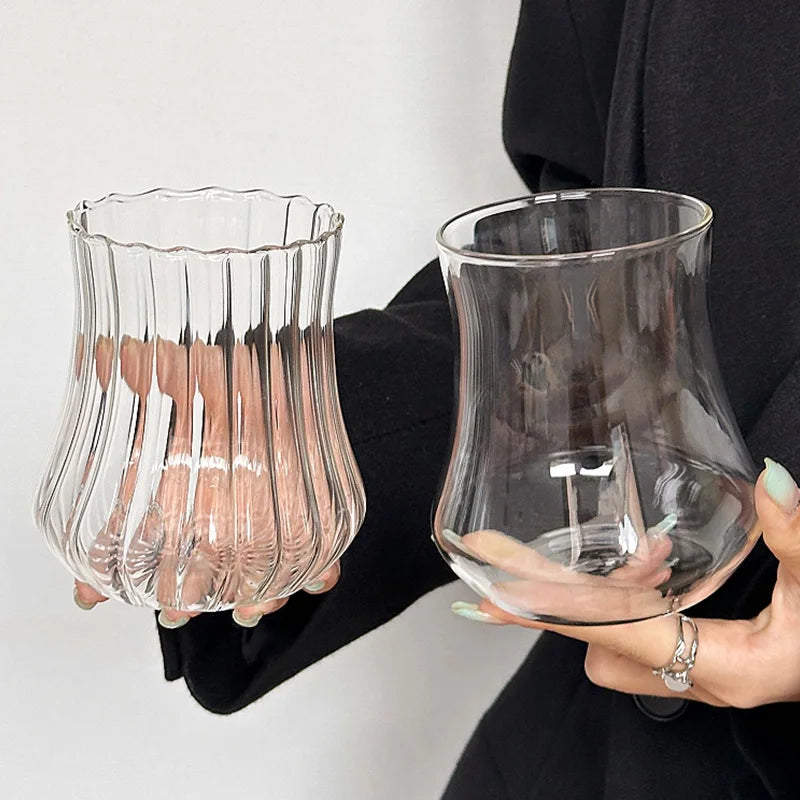 Transparent Stripe Glass Coffee Cup