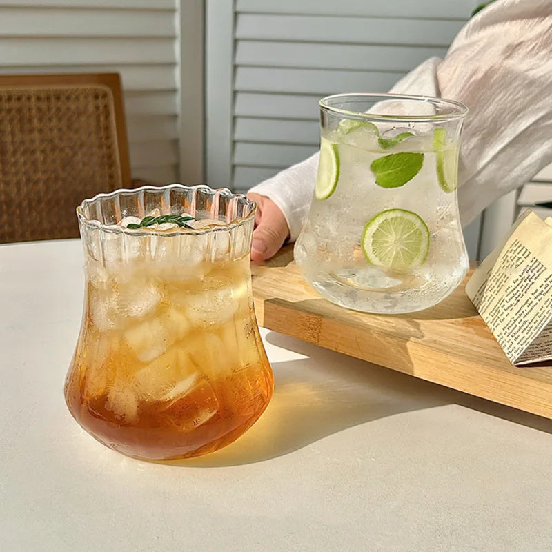 Transparent Stripe Glass Coffee Cup