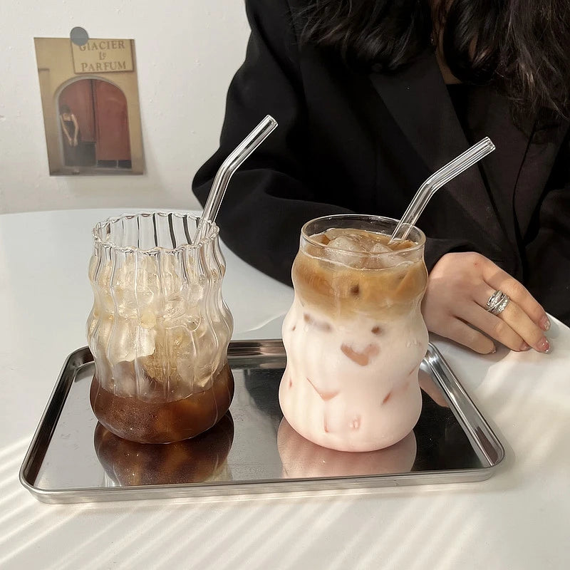 Transparent Stripe Glass Coffee Cup